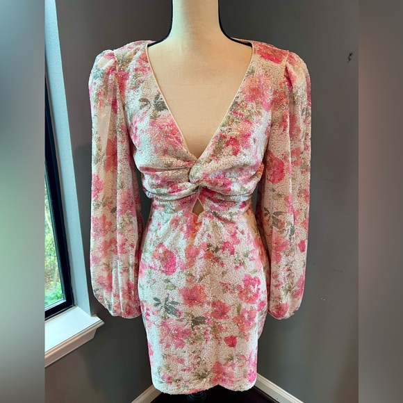 NWT One33 Social Vintage Pink Floral Minidress Size 8 - Picture 5 of 15